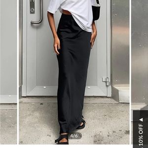 Long Black Satin Skirt